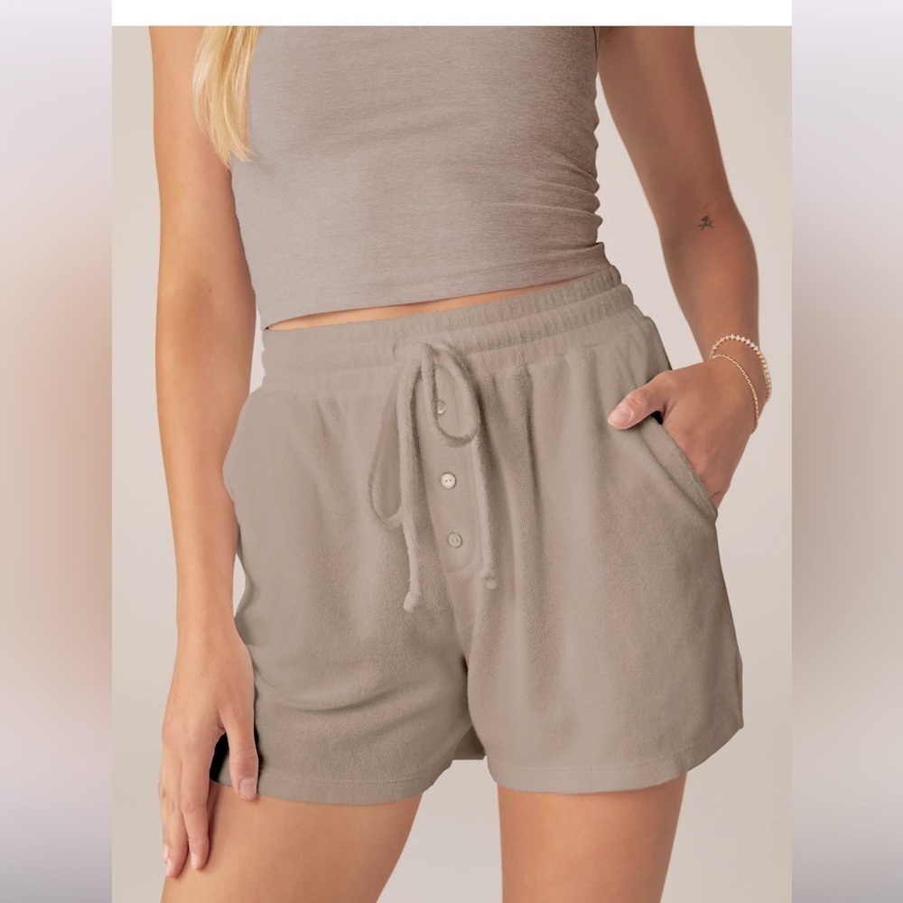 DONNI Terry Cloth Henley Shorts Gray - Picture 3 of 11